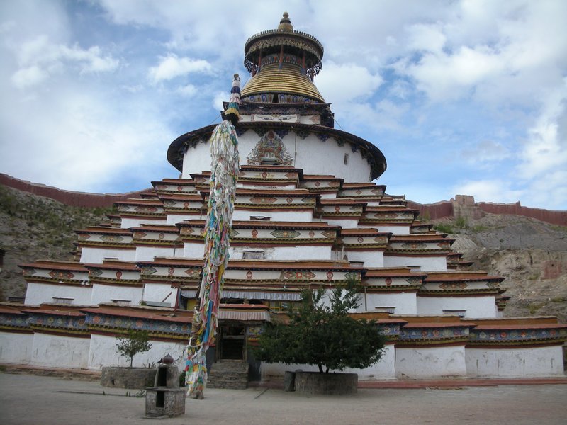A very tall Stupa at the Monastery
