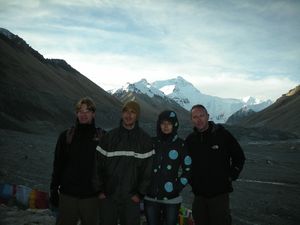 Four of our group in front of Everest