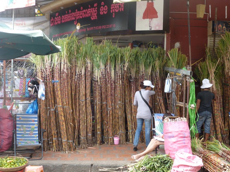 Phnom Penh - Sugar cane at the market