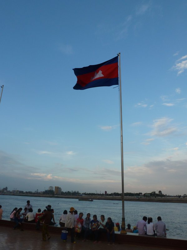 Phnom Penh - The Flag at the Riverside
