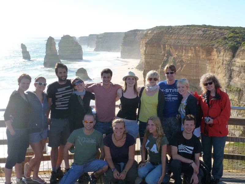 The Great Ocean Road - The group at the Twelve Apostles