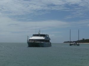 Moreton Island - Our boat and a spy boat