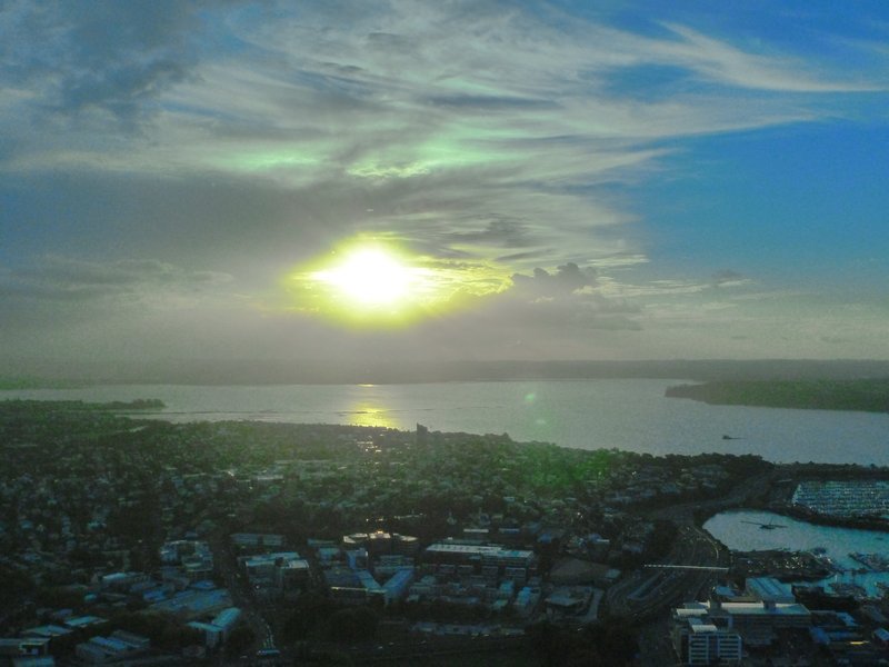 Auckland - Sky Tower fried egg sun set