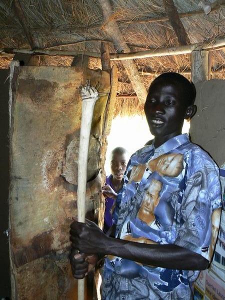Weapon kept by orphans in their home against Ugandan raiders from across the border
