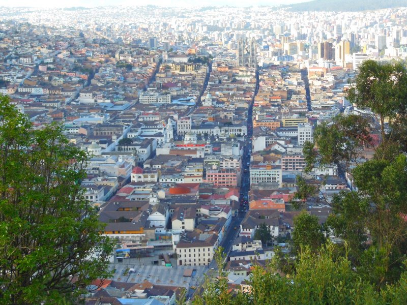 Looking down on Quito