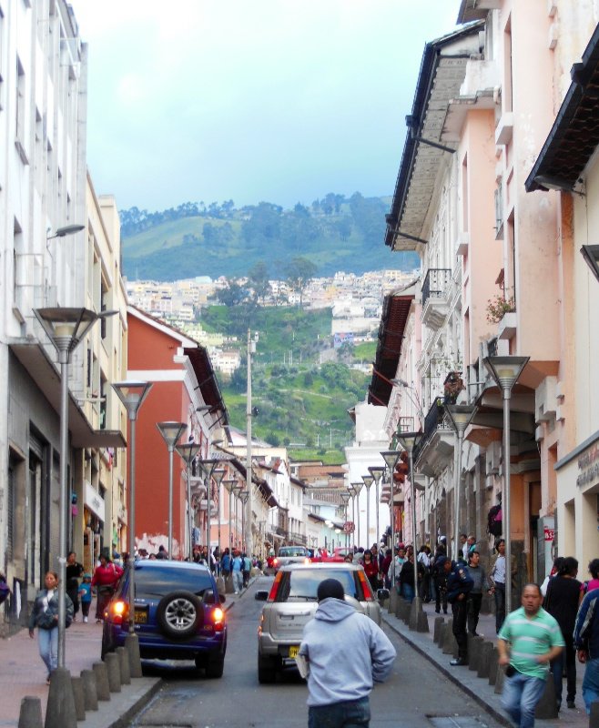 Typical street in historical Quito