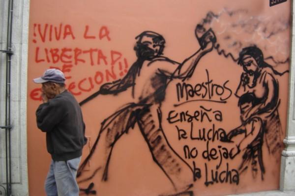 Strike graffiti in  Oaxaca city