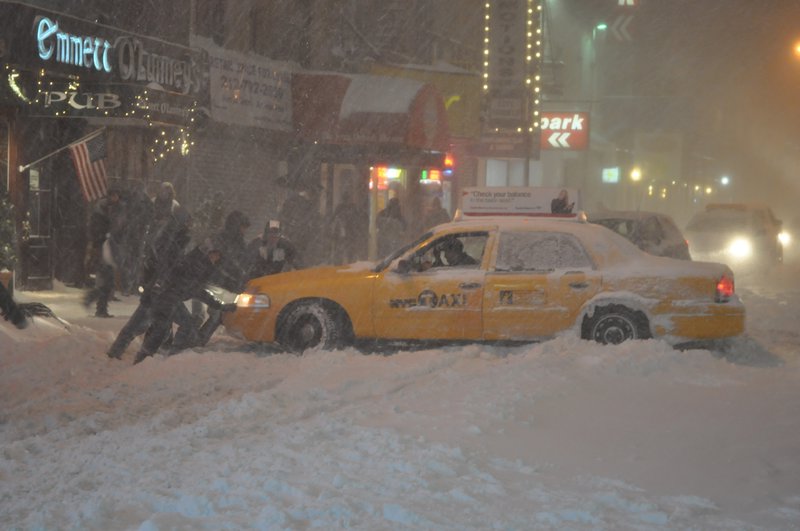 Buried taxi near Times Square