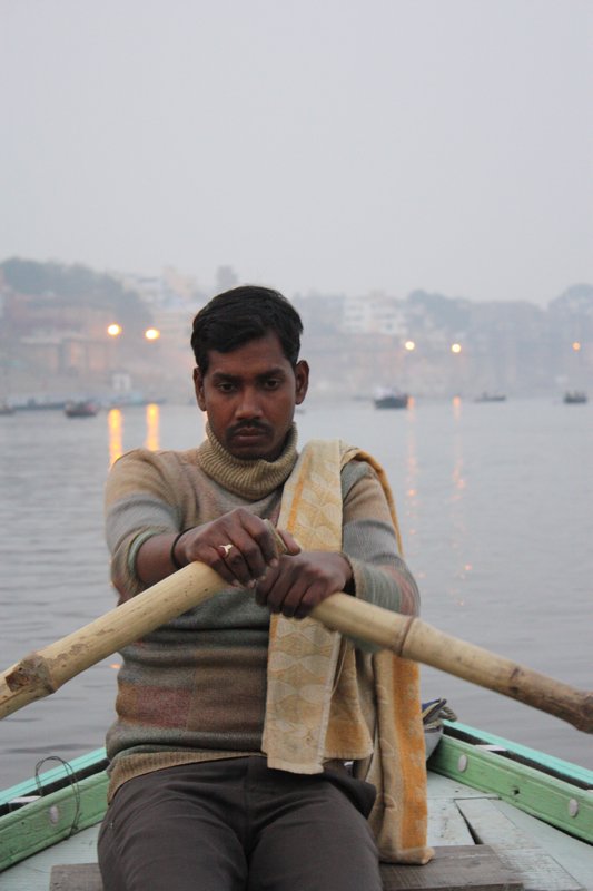 Boat ride down the Ganges at sunset
