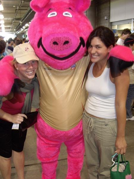 Us with the Newcastle Jets' mascot Pinky