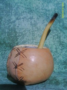Leather covered mate gourd