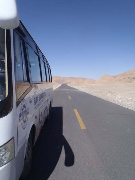 Out bus and the road through Tibet.