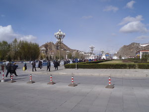 A wide street in Lhasa.