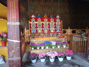 A colourful shrine in a temple in Lhasa.