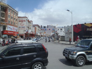 The busy modern roads of Lhasa.
