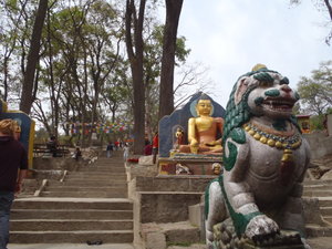 The base of the stairs up to the monkey temple.