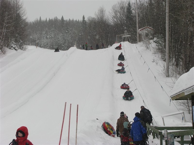 View of the tubing hill and tow from the bottom