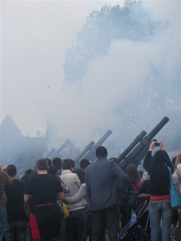 Firing of the cannons.