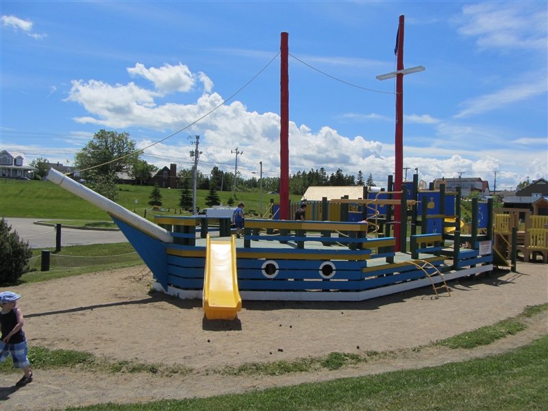 Boat playground at the harbour in Caraquet
