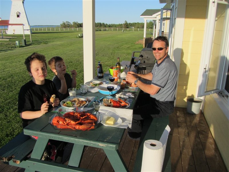 Lobster feast at our cottage