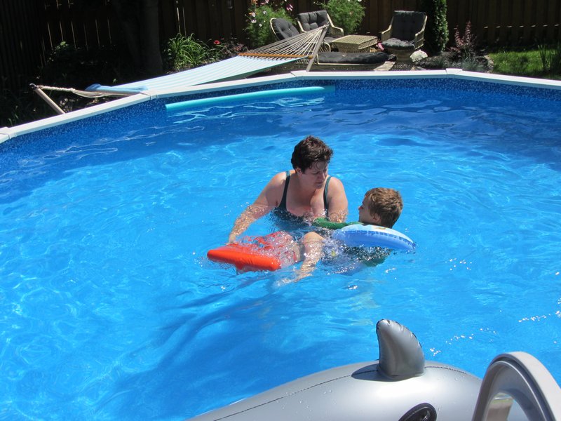 playing in the pool with mom