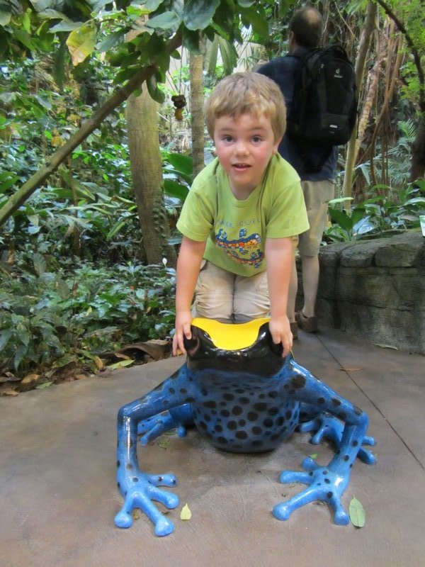 Marc with frog at Biodome