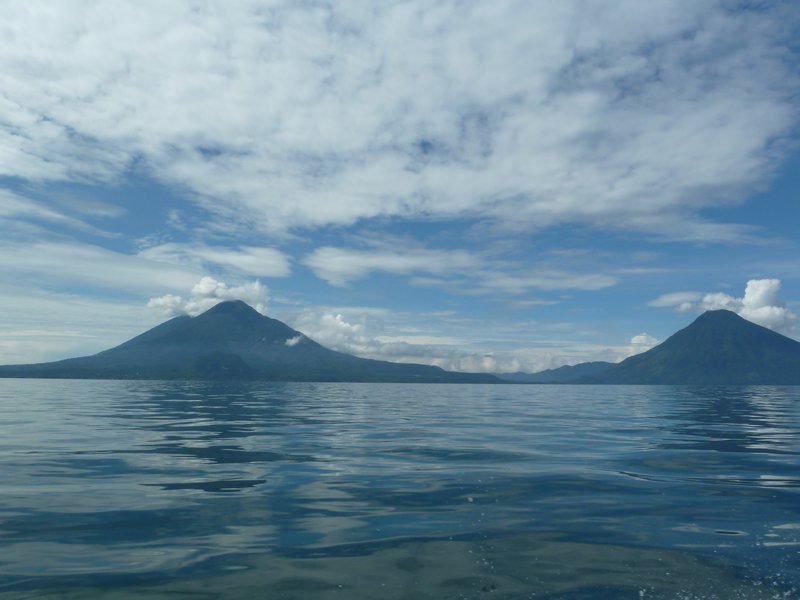 Lake Atitlan, and two of the three Volcanos surrounding it