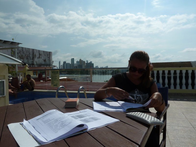 Studying on the roof
