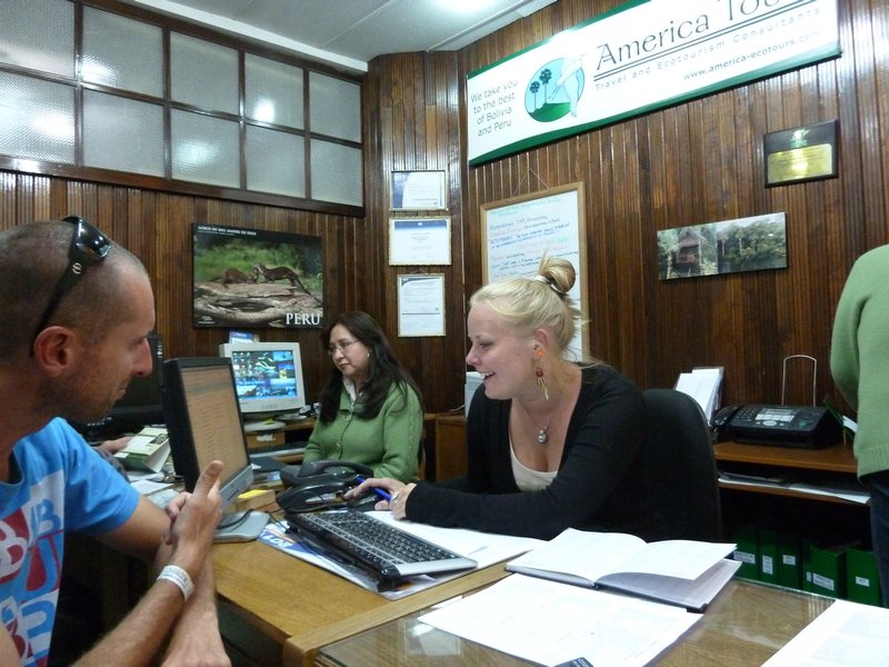 Helen moonlighting in the travel agents!