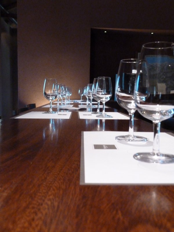 Glasses ready for the tasting