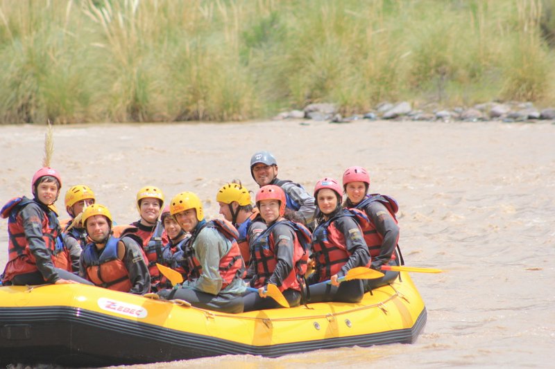 After another raft got tangled on a rock and was unrecoverable, they all jumped in with us...cosy!