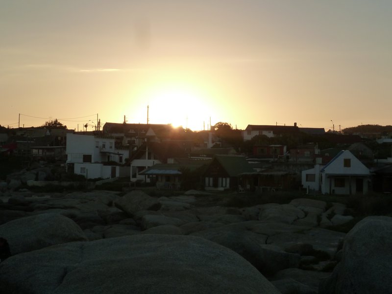 Sun setting over the town
