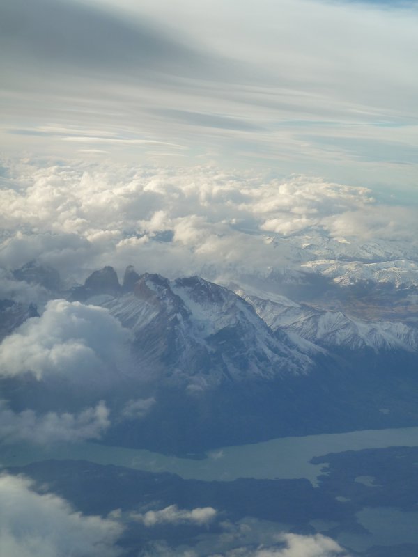 Torres del Paine National park from the air