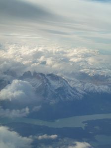 Torres del Paine National park from the air