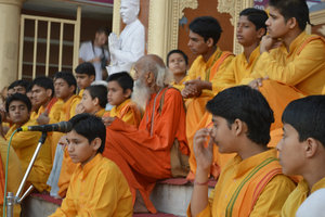 Some of the boys from the Ashram at the Aarti