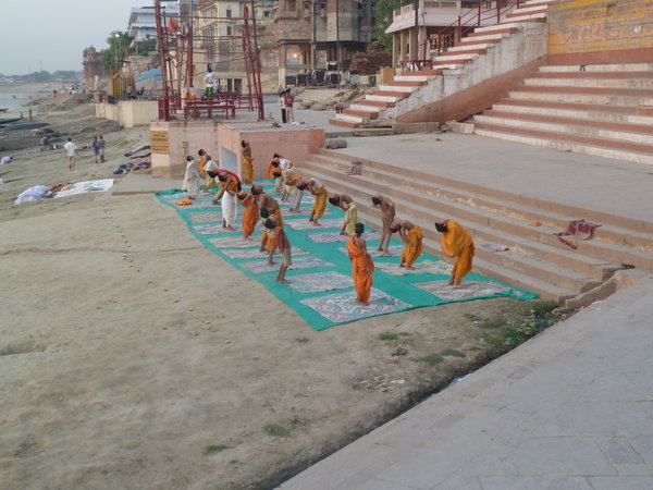 Morning yoga on the ghats