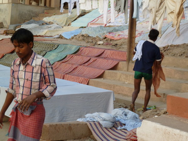 Drying laundry on the ghats