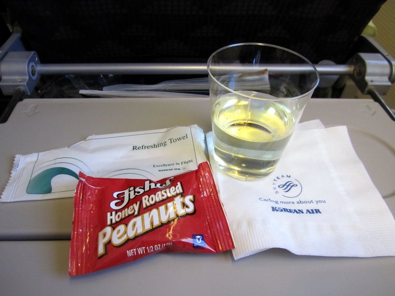 Turbulence = peanuts and wine instead of a meal