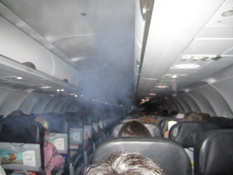 Is the plane on fire??? No, it's just the humidifier going CRAZY