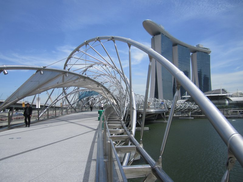 Helix Bridge: Andy is starting to have a stroke from the cool and starts out on a light jog.