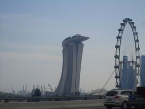 The Singapore Flier and Marina Bay from the Airport Shuttle