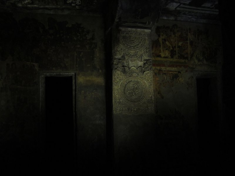 Beautiful Ajanta sculpture in the dark