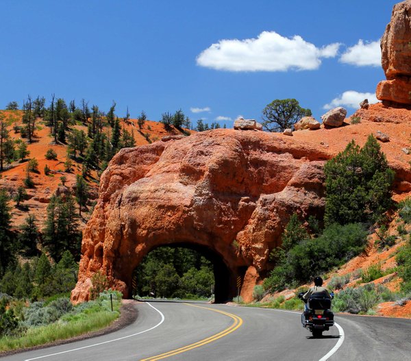 Riding through Red Rock Canyon Tunnel