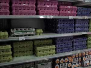 Unrefrigerated eggs in supermarket