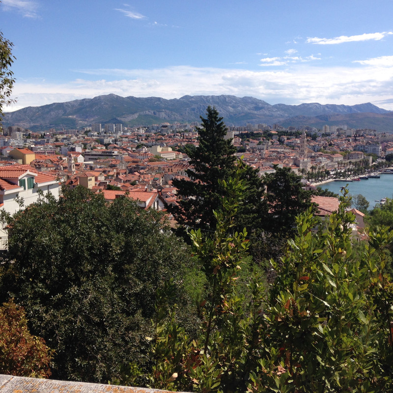 View over Veli Varos and the palace from the lookout restaurant. 