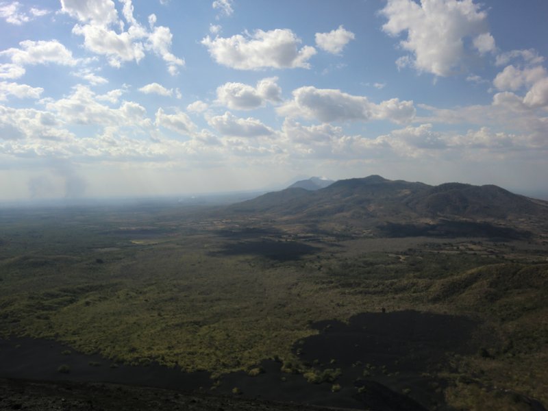 View of Nicaragua's volcanos from the top of Cerro Negro.