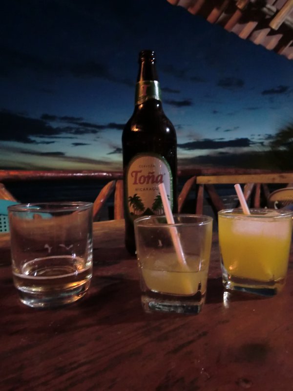 Beverages and our first Central American sunset over the Pacific Ocean.