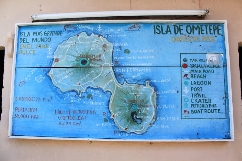 There are handpainted maps of Ometepe all over.