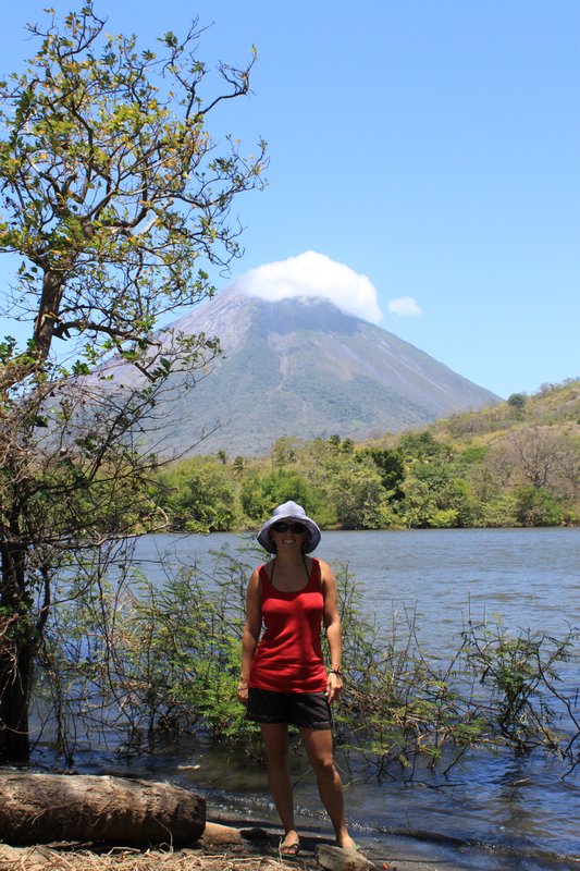 My beautfiul wife with Charco Verde & Volcan Concepcion in the background.