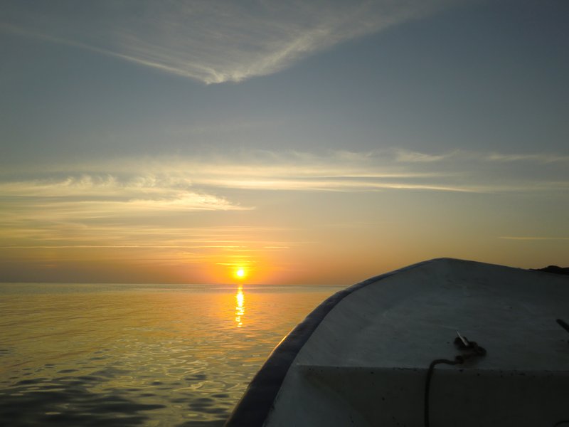 Sunset aboard Miss Emelia on our way to dive "White Holes"